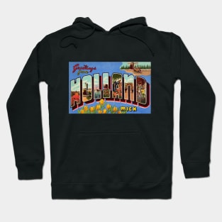 Greetings from Holland Michigan, Vintage Large Letter Postcard Hoodie